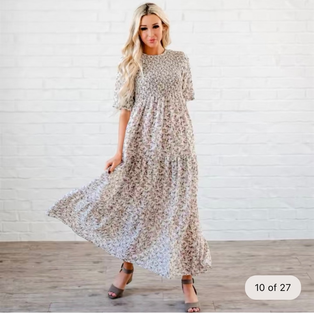 Smocked floral maxi dress